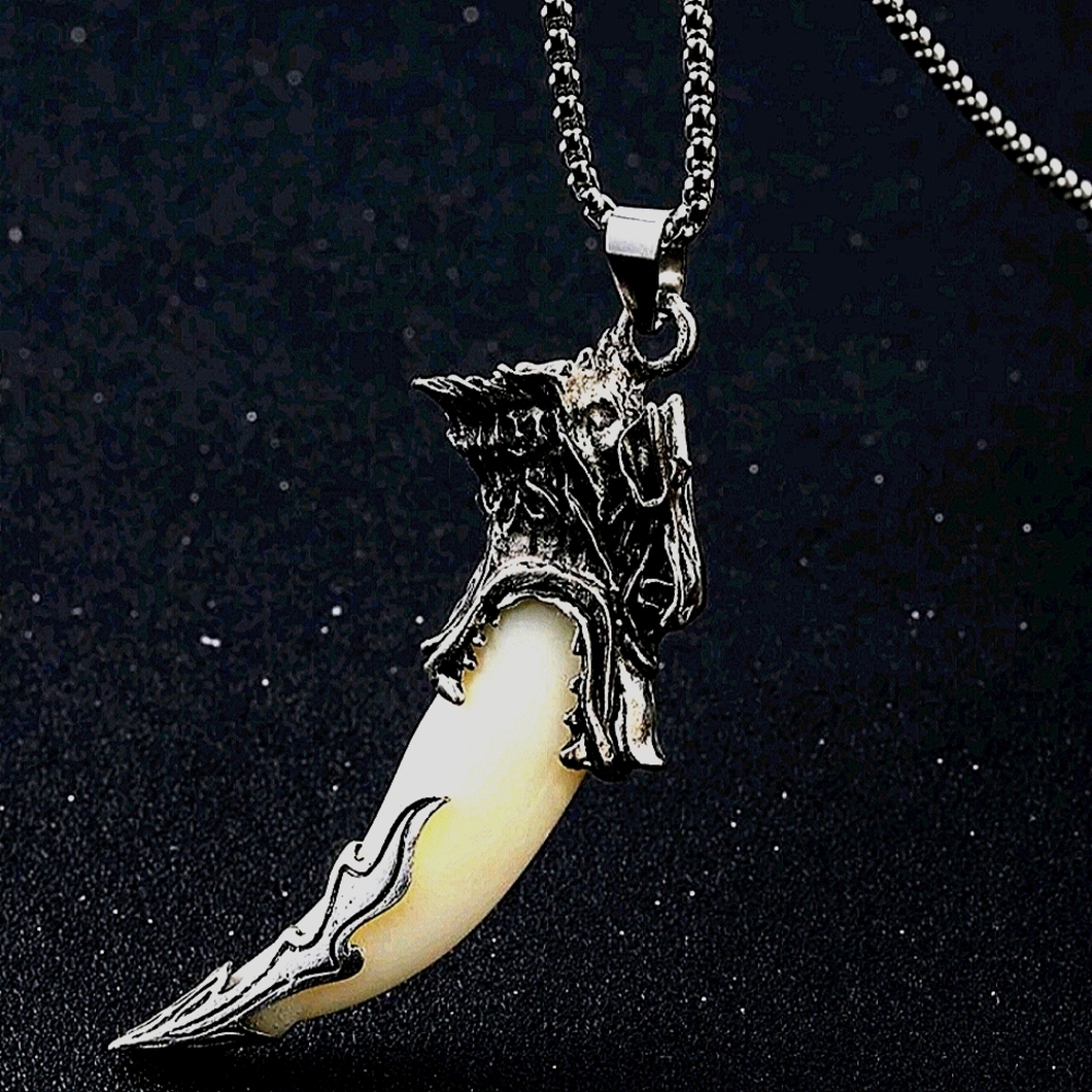 Men's Faux Wolf Fang Charm Necklace